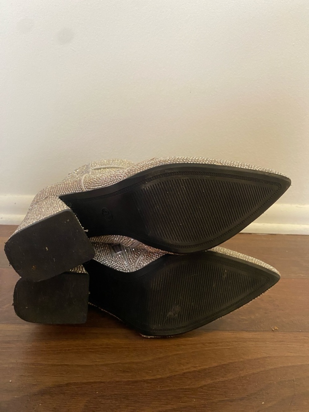 Target A New Day Women’s Sparkly Heeled Booties Disco Cowgirl Rhinestones 9.5 - Picture 4 of 6